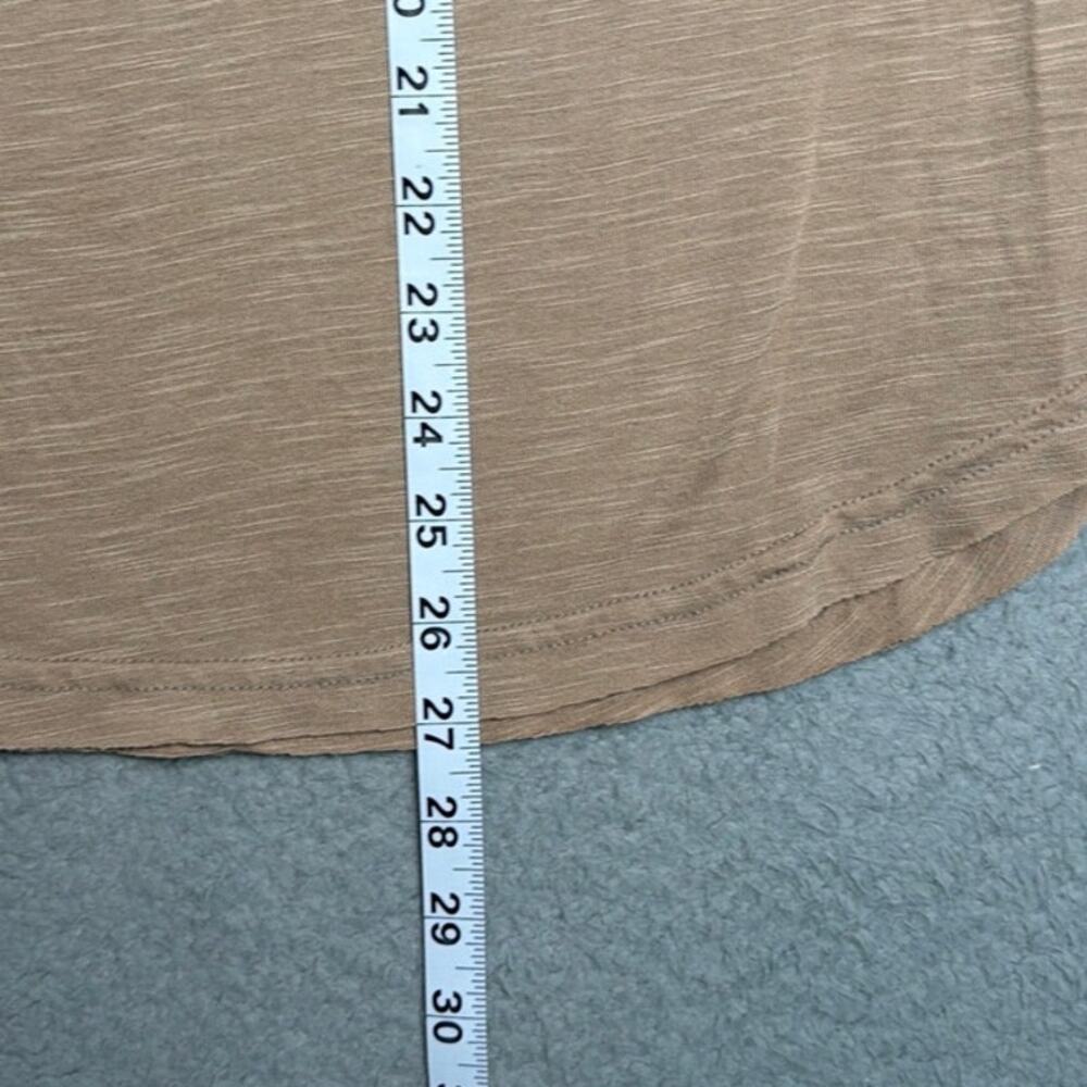 POL Slub Knit Tee Taupe Rayon Scoop Neck Raw Hem Pocket Top M Boho Loungewear - Picture 6 of 9